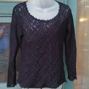 2/$20 Apt. 9 Black Lace Long Sleeved Top & Camisol